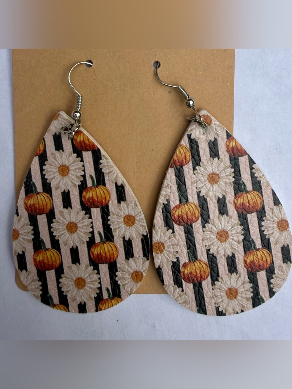 Faux leather fall earrings Sunflower Pumpkin
